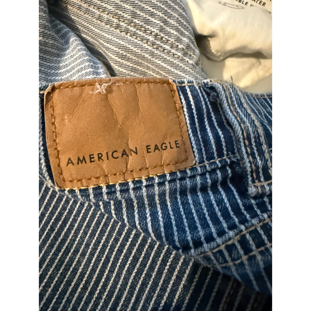 American Eagle Jeans Womens Size 10 Baggy Straight High Rise Pinstripe 32x28 - Picture 6 of 12